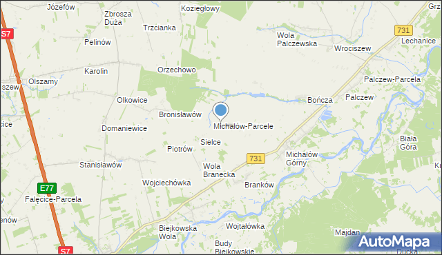 mapa Gajówka Michałów, Gajówka Michałów gmina Warka na mapie Targeo